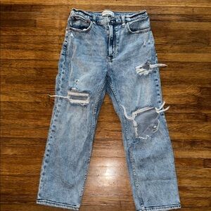 Abercrombie & Fitch Blue Straight Jeans Distressed Style